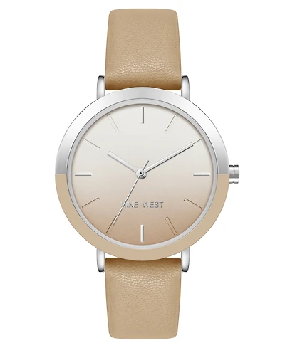 Nine West Women's Quartz Tan Faux Leather Band Watch, 36mm