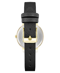 Nine West Woman's Quartz Black Faux Leather Band and Floral Pattern Watch, 36mm