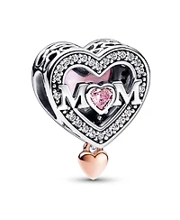 Pandora Cubic Zirconia Two-Tone Openwork Mom Heart Charm