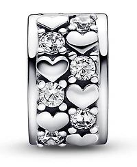 Pandora Cubic Zirconia Infinite Hearts Sparkling Clip Charm
