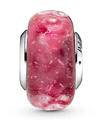 Pandora Sterling Silver Wavy Fancy Pink Murano Glass Charm
