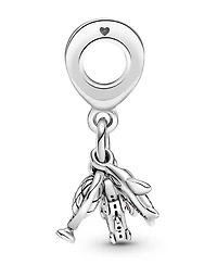 Pandora Sterling Silver Airplane, Globe Suitcase Dangle Charm