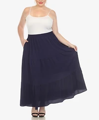 White Mark Plus Pleated Tiered Maxi Skirt
