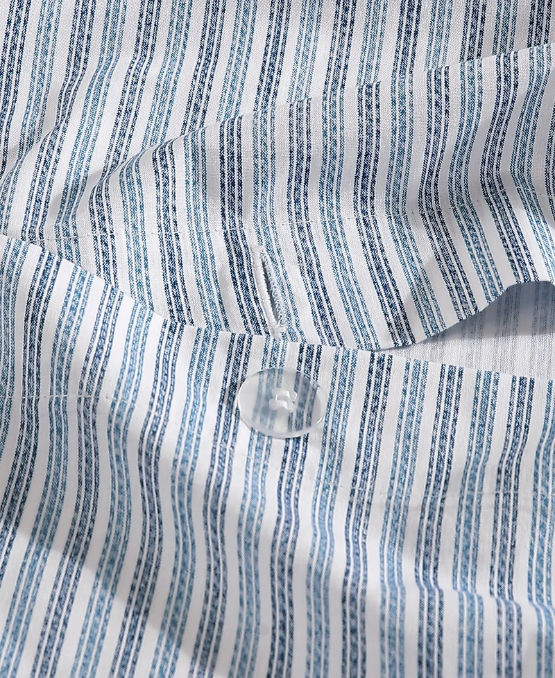 Eddie Bauer Ticking Stripe Cotton Percale Piece Duvet Cover Set