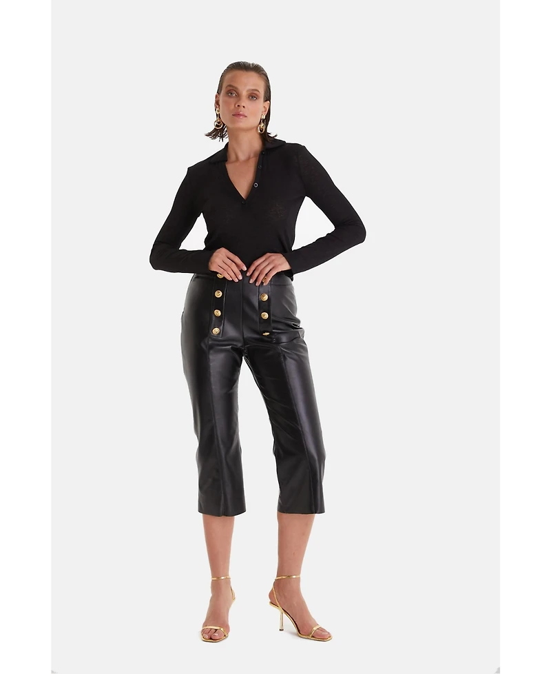Furniq Uk Women's Black Leather Pants