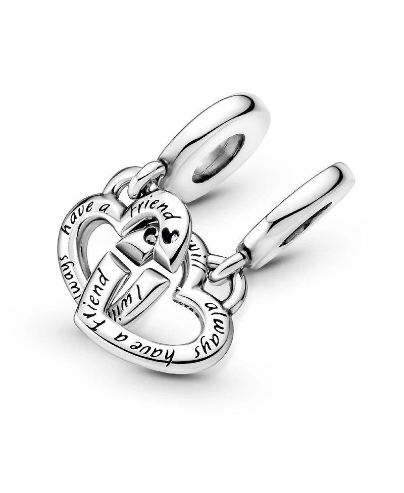 Pandora Cubic Zirconia Linked Sister Hearts Split Dangle Charm