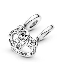 Pandora Cubic Zirconia Linked Sister Hearts Split Dangle Charm
