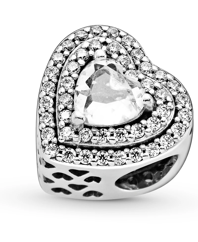 Pandora Cubic Zirconia Sparkling Leveled Hearts Charm