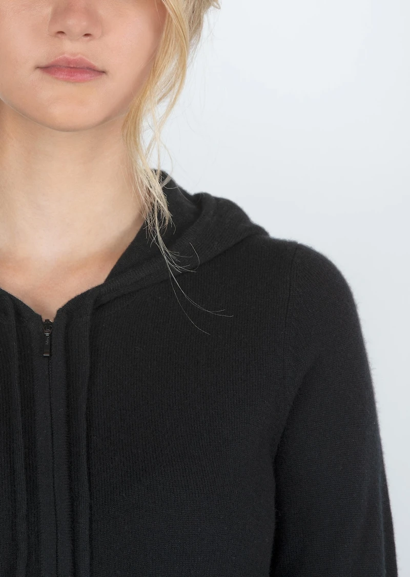 Jennie Liu Women's 100% Pure Cashmere Long Sleeve Zip Hoodie Cardigan Sweater