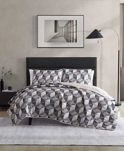 Kenneth Cole New York Gridwork Reversible 3 Piece Quilt Set, King