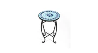 14 Inch Mosaic Round Side Table Plant Stand for Patio Lawn Garden