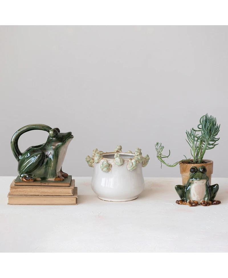 Stoneware Frog Planter