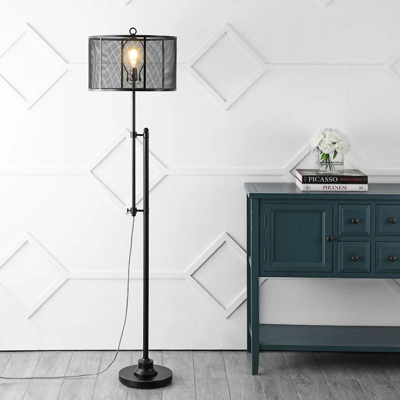 Jonathan Y Noah Modern Industrial Iron Height Adjustable Led Floor Lamp