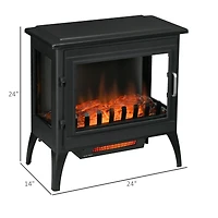 Homcom 24" Electric Fireplace Stove with Realistic Flame, 1000W/1500W