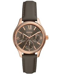 Fossil Women's Rye Multifunction Gray Leather Watch, 36mm