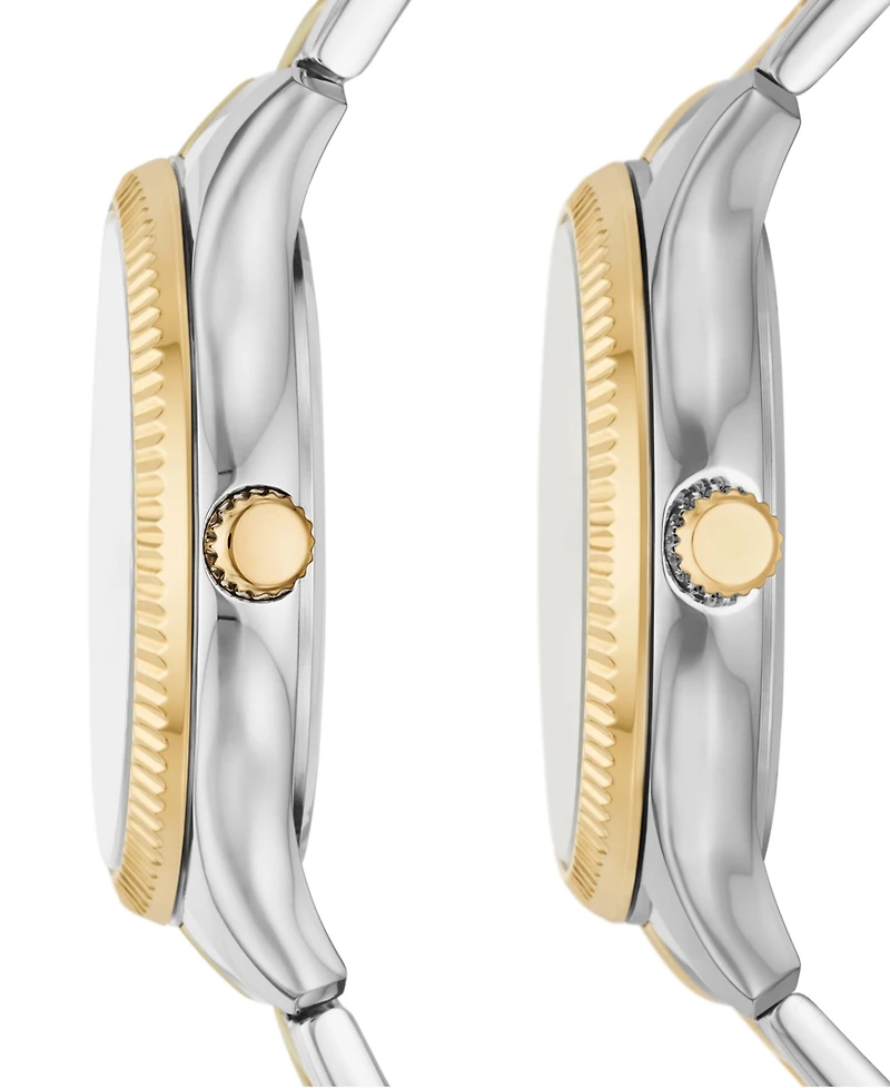 Fossil His and Hers Multifunction Two-Tone Stainless Steel Watch Set, 42mm 36mm