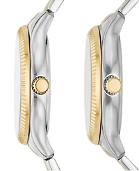 Fossil His and Hers Multifunction Two-Tone Stainless Steel Watch Set, 42mm 36mm