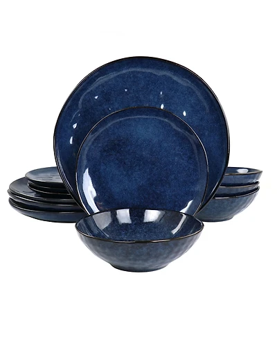 Elama Samara Blue 12 Pc. Dinnerware Set, Service for 4
