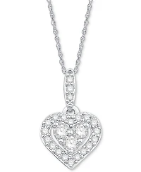 Diamond Heart Halo Pendant Necklace in 14k White Gold (1/6 ct. t.w.)