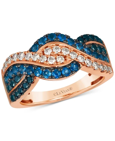 Le Vian Blueberry Sapphire (1/2 ct. t.w.) & Diamond (5/8 ct. t.w.) Crossover Ring in 14k Rose Gold