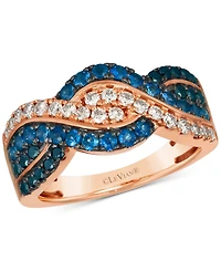 Le Vian Blueberry Sapphire (1/2 ct. t.w.) & Diamond (5/8 ct. t.w.) Crossover Ring in 14k Rose Gold