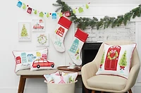 Village Holiday Printed & Embellished Throw Pillow