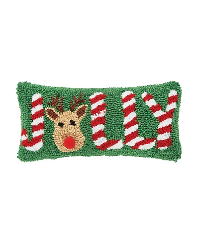 Jolly Deer Hooked Throw Pillow