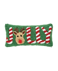 Jolly Deer Hooked Throw Pillow