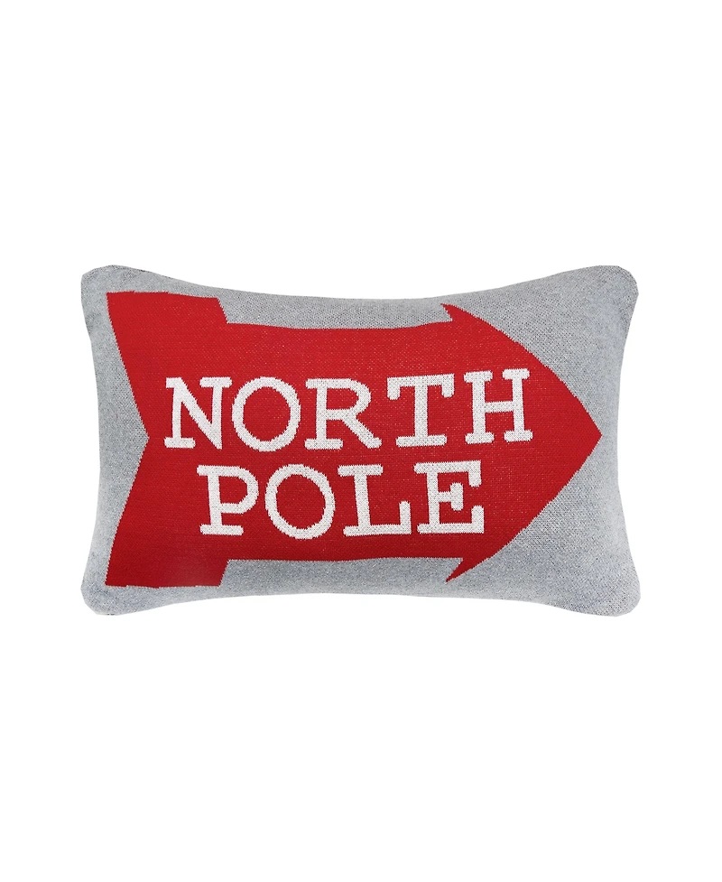 14" x 22" North Pole Christmas Knitted Throw Pillow