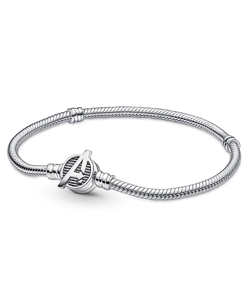Pandora Moments Sterling Silver Marvel The Avengers Logo Clasp Snake Chain Bracelet