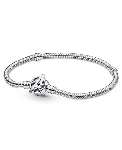 Pandora Moments Sterling Silver Marvel The Avengers Logo Clasp Snake Chain Bracelet