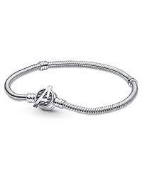 Pandora Moments Sterling Silver Marvel The Avengers Logo Clasp Snake Chain Bracelet