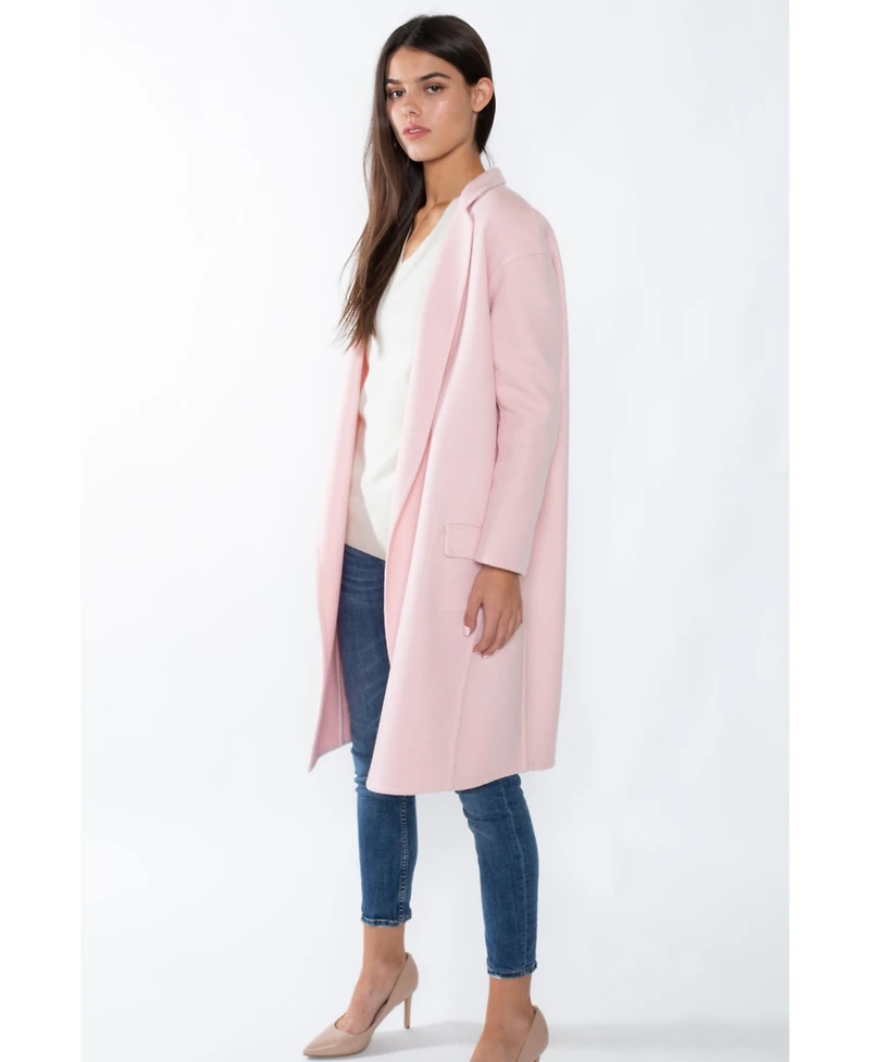 Jennie Liu Women's Cashmere Wool Double-faced Lapel Overcoat