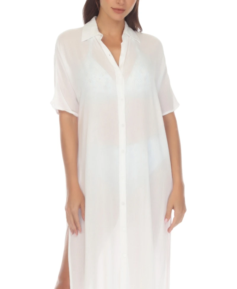 Raviya Women's Button-Down Maxi Dress Cover-Up