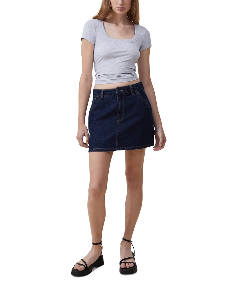 Cotton On Women's Staple Rib Scoop Neck Short Sleeve Top