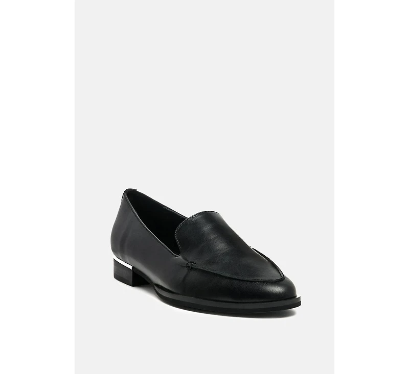 Anna Black Leather Slip-on Loafers