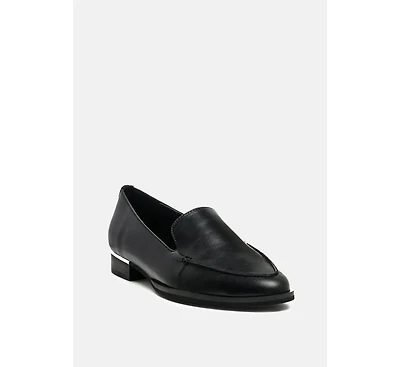 Anna Black Leather Slip-on Loafers