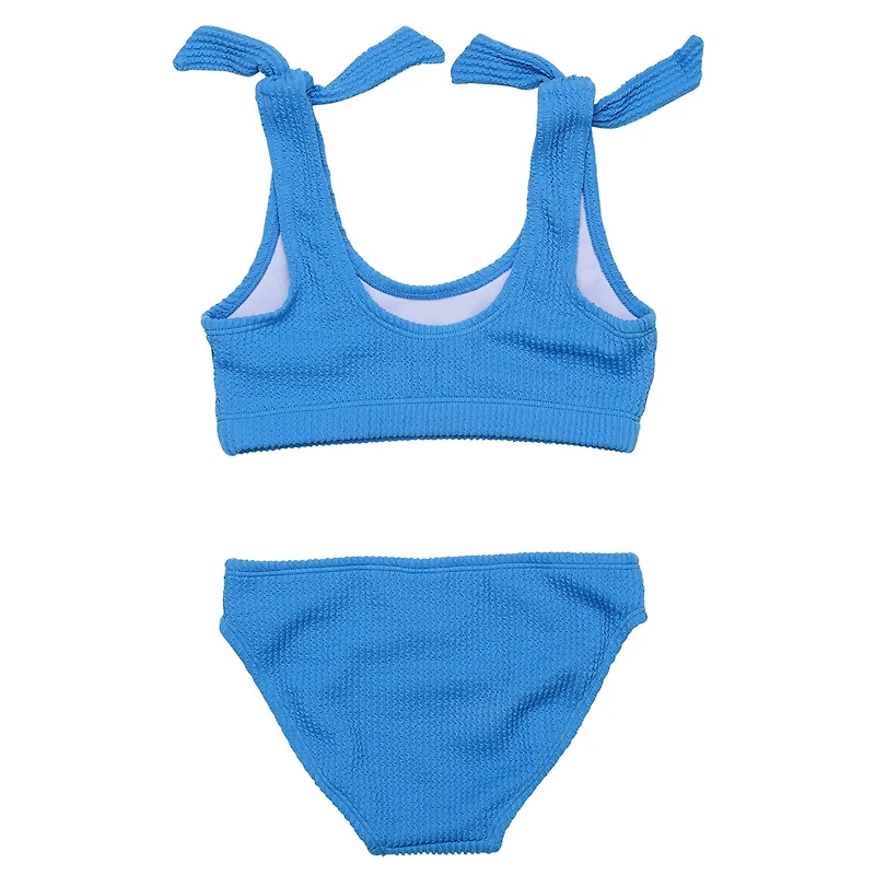 Little and Big Girls Marine Blue Crop Bikini