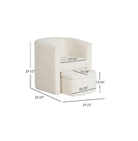 Sherpa Barrel Chair with Storage Ottoman Set