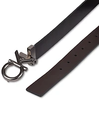 Calvin Klein Men's Monogram Buckle Reversible Leather Belt