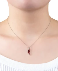 Pave Cardinal Pendant Necklace in Sterling Silver, 16" + 2" extender, Macy's Exclusive
