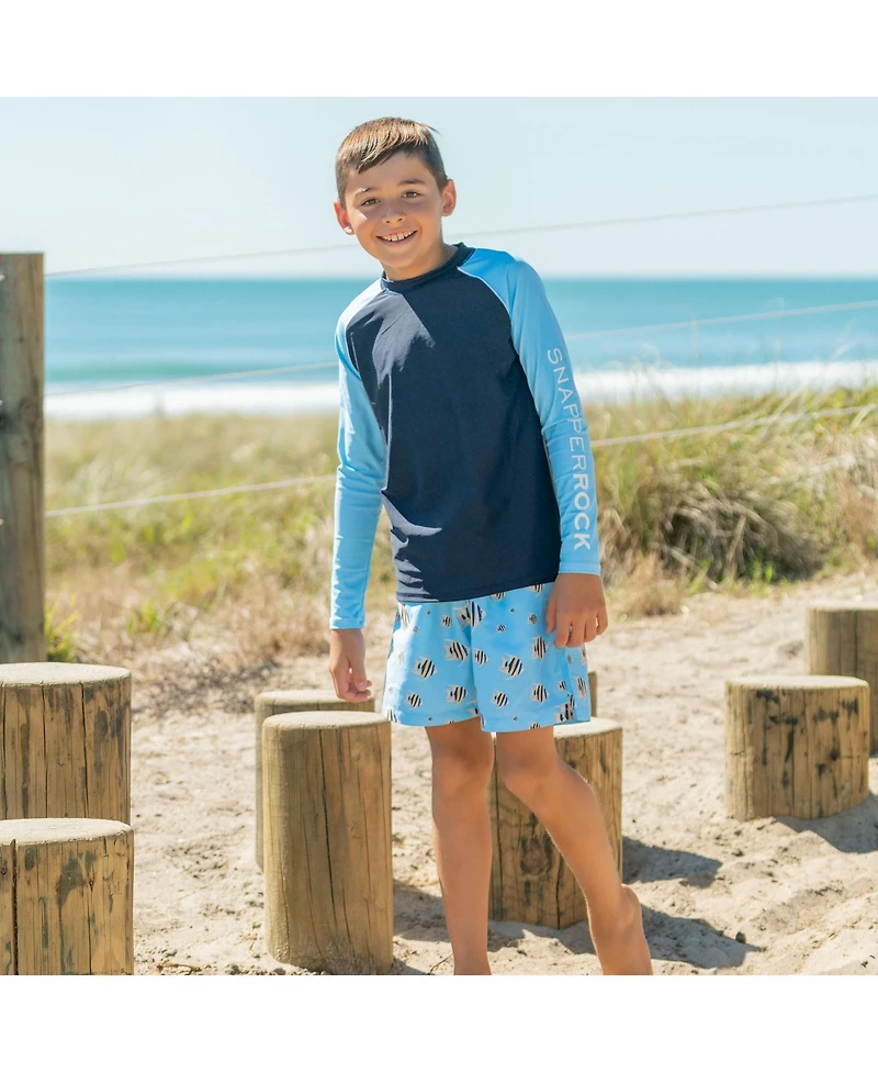 Navy Lt Blue Sleeve Ls Rash Guard Top