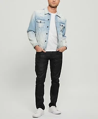 Guess Men's Coated Denim Slim Tapered Zip Jeans