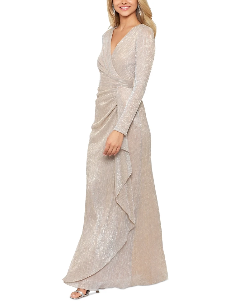 Betsy & Adam Women's Metallic Ruffled Gown