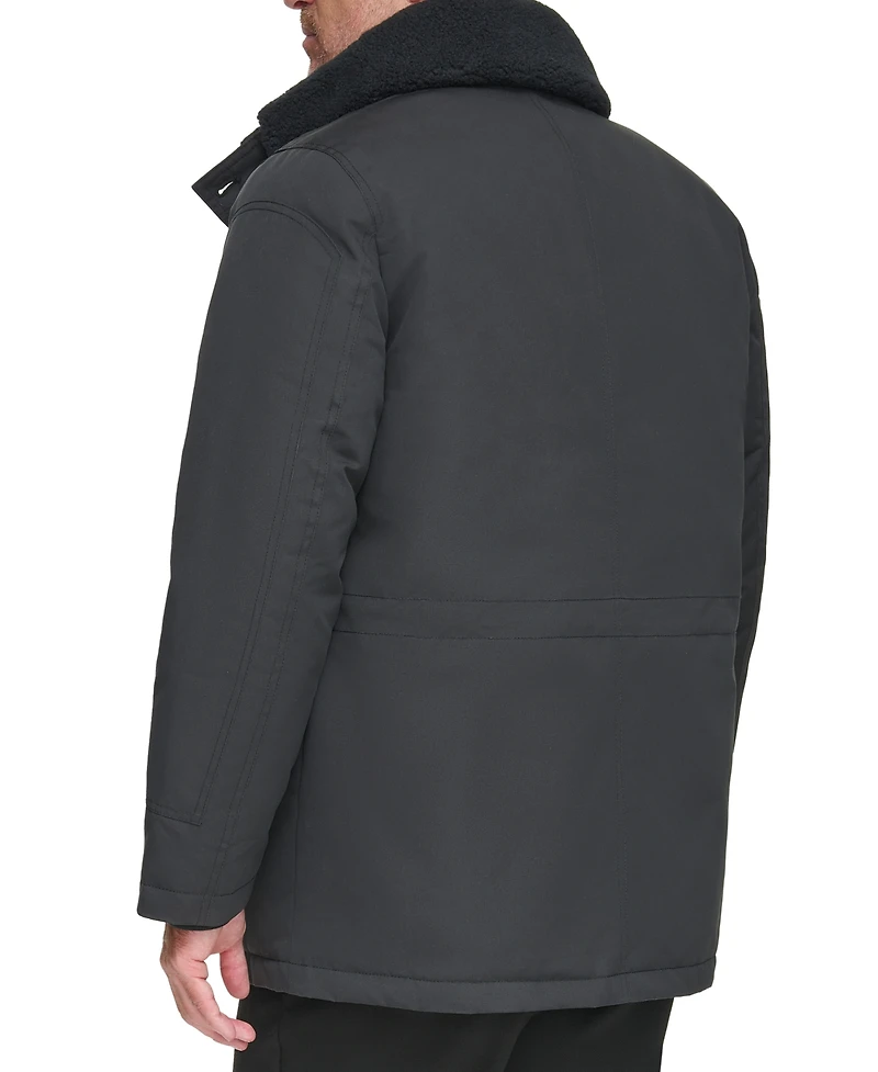 Marc New York Men's Wittstock Insulated Full-Zip Waxed Parka with Removable Fleece Trim