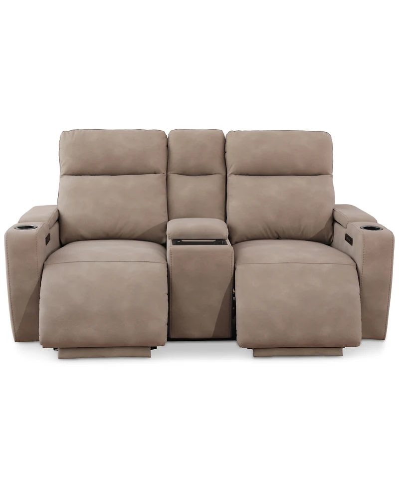 Greymel 74" Zero Gravity Fabric Loveseat with Console and Power Headrests, Created for Macy's