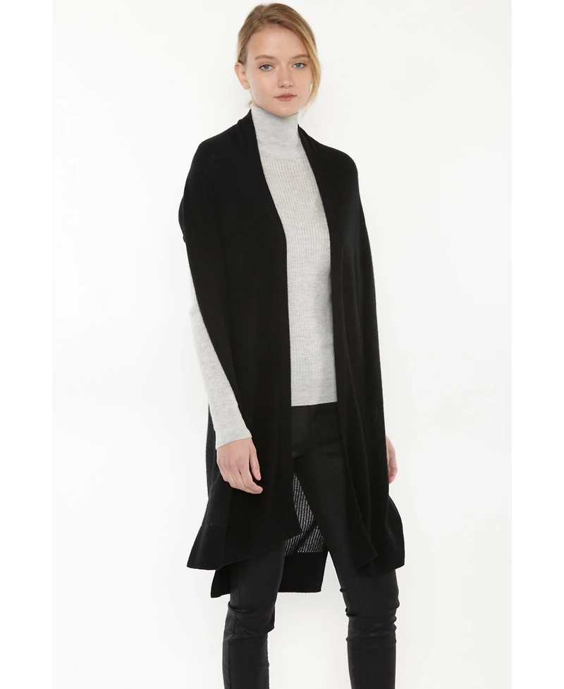 J Cashmere Women's 100% Pure Mesh Stitch Open-front Duster Cardigan Sweater