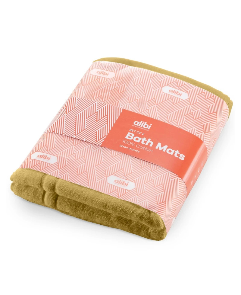 Soft & Absorbent Luxury Cotton Bath Mat 24" x 17" - 2 Pack