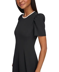 Karl Lagerfeld Paris Women's Scuba-Crepe Contrast-Trim A-Line Dress
