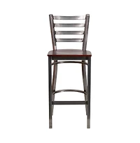 Clear Coated Ladder Back Metal Restaurant Dining Barstool